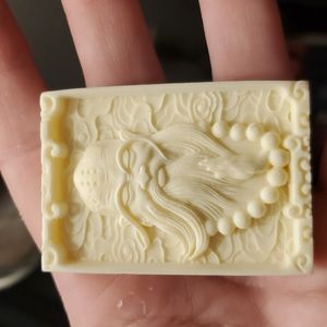 New Natural White Tridacna Hand Carved Buddhist Monk Pendant Amulet.